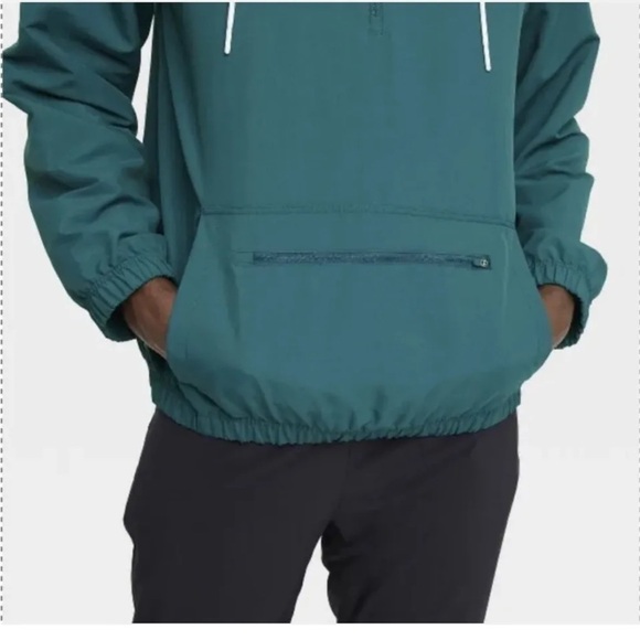 NWT-all in motion-M-teal green-hooded 1/2 zip lightweight, nylon jacket. - Picture 2 of 10